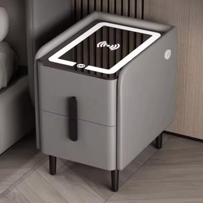 طاولة سرير مع شاحن و LED