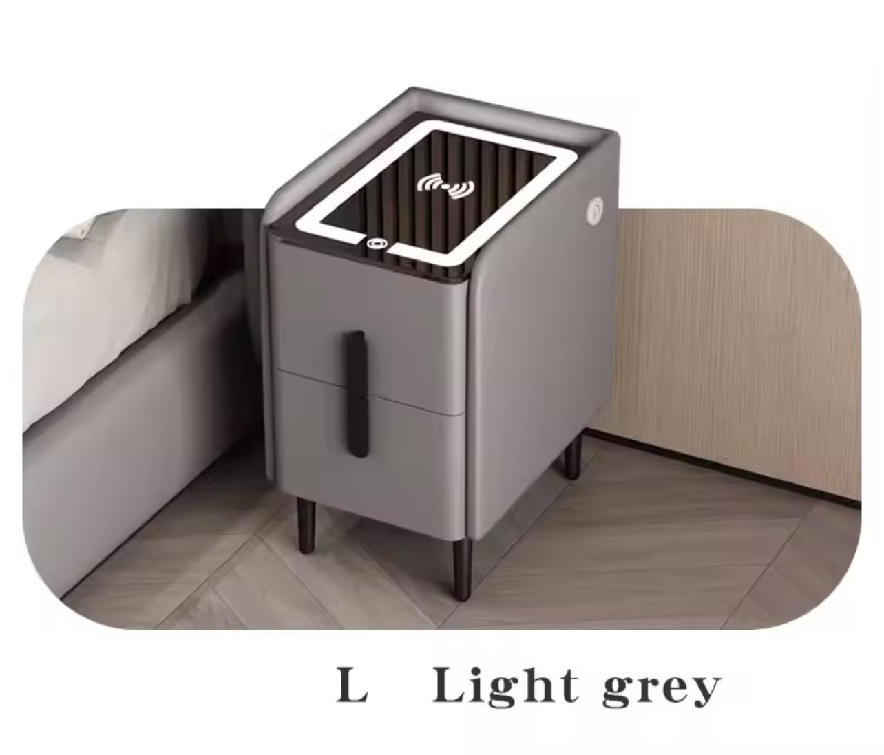 طاولة سرير مع شاحن و LED